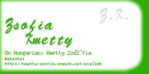 zsofia kmetty business card